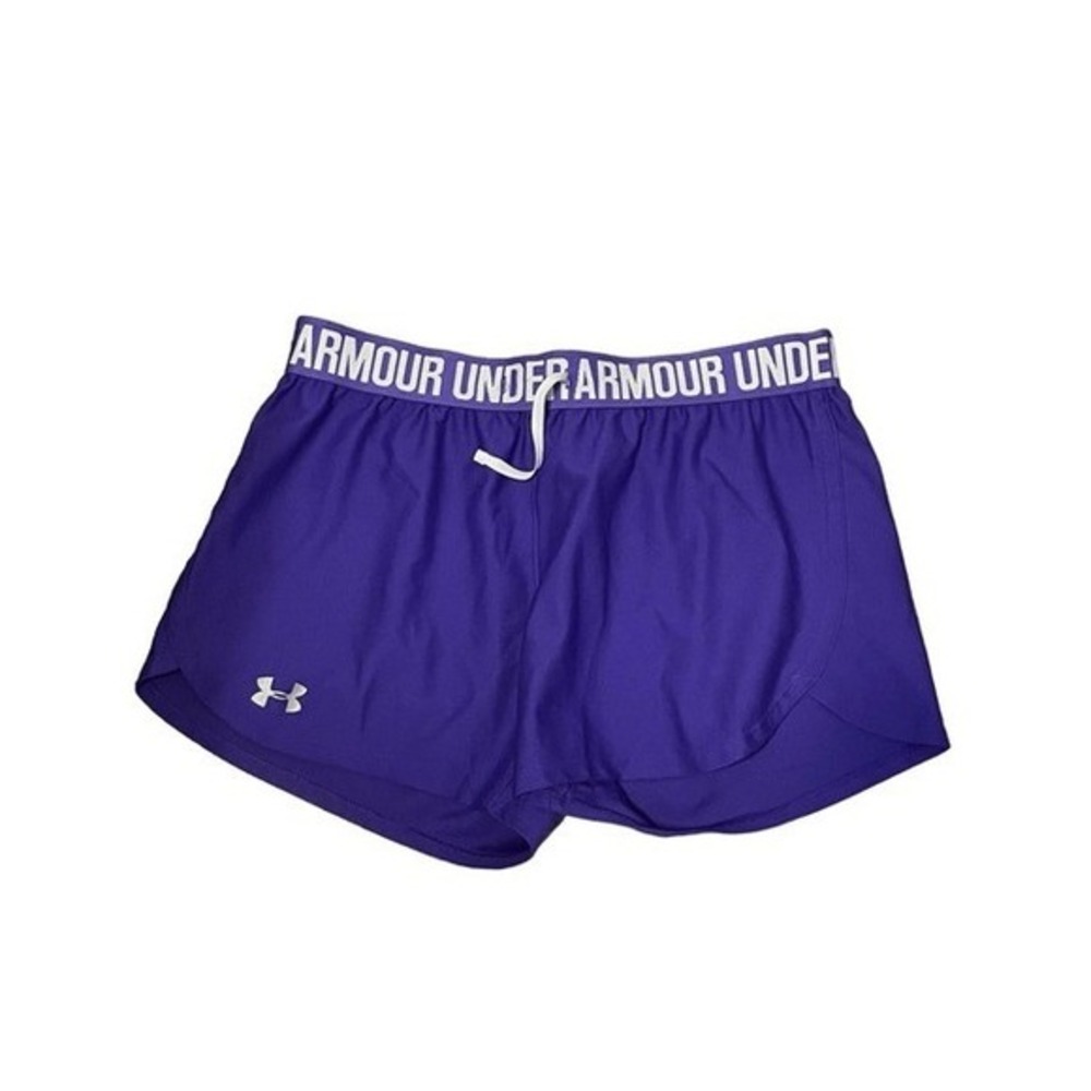 Under Armour Heat Gear UA Play Up 5" Running Shorts Purple White Nylon S